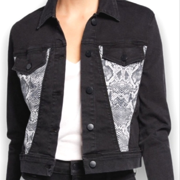 J BRAND x Neiman Marcus Denim Jean Jacket Harlow Provocative Boa Cropped - Picture 1 of 5
